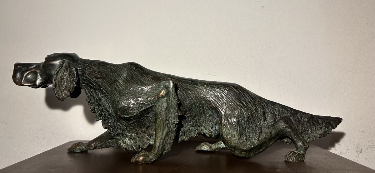 Cesar Rabitti Bronze Sculpture Hunting Dog
