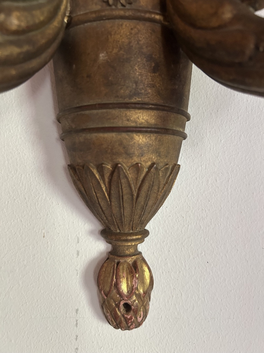 Paire appliques bois doré Louis XVI -photo-4