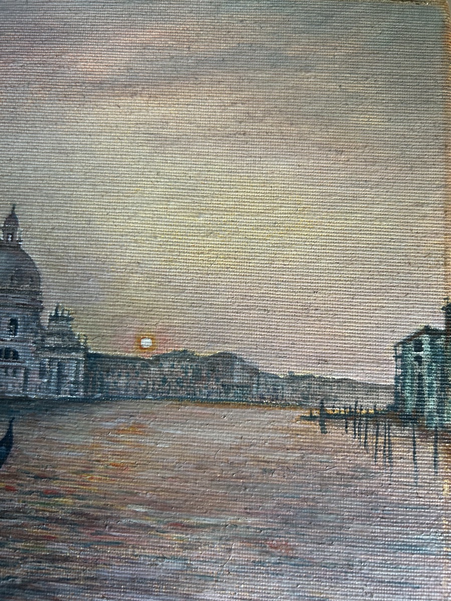 Raffaelli Painting View Of Venice With Gondola-photo-4