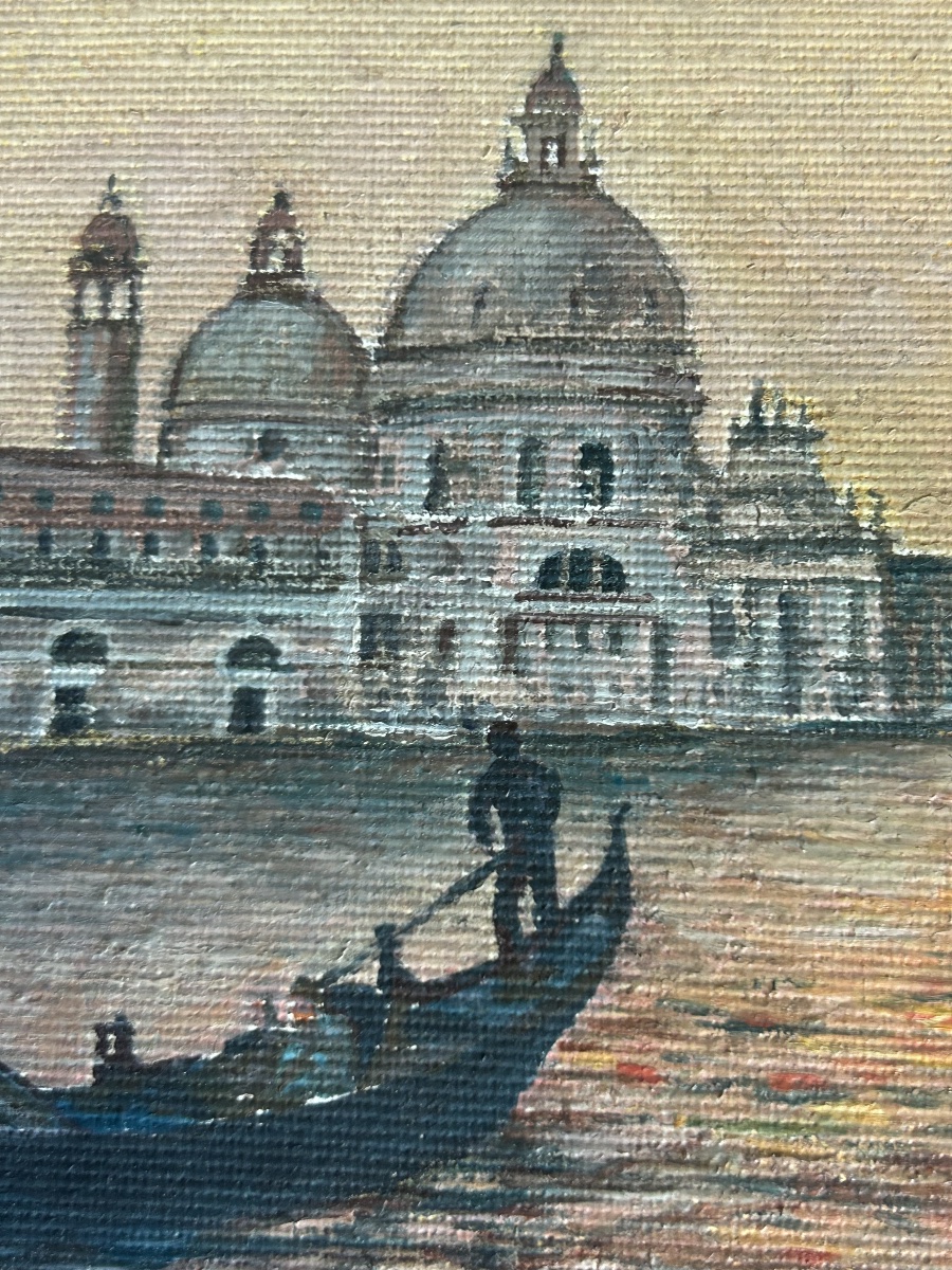 Raffaelli Painting View Of Venice With Gondola-photo-1