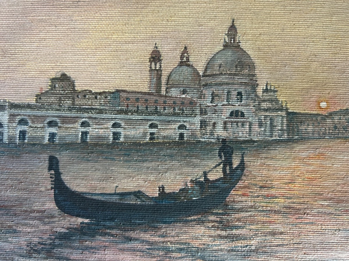 Raffaelli Painting View Of Venice With Gondola-photo-3