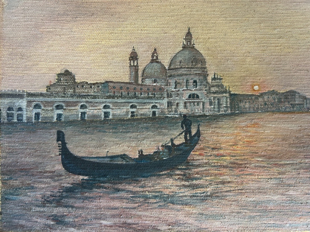 Raffaelli Painting View Of Venice With Gondola-photo-4