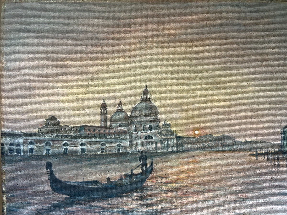 Raffaelli Painting View Of Venice With Gondola-photo-5