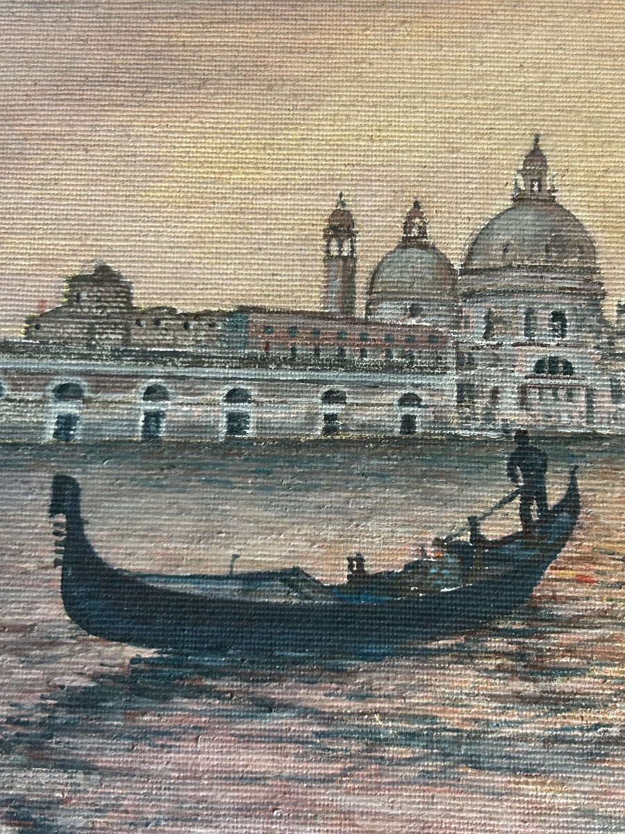 Raffaelli Painting View Of Venice With Gondola-photo-7