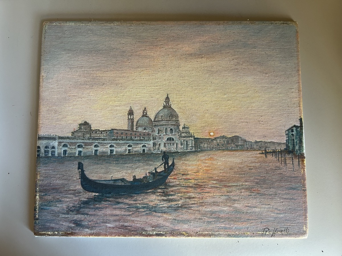 Raffaelli Painting View Of Venice With Gondola