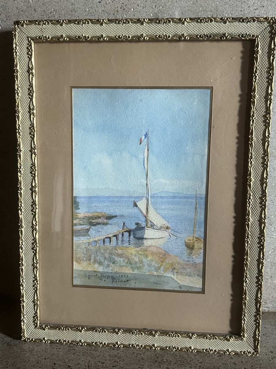 J.Poinat Aquarelle saint tropez 19eme 