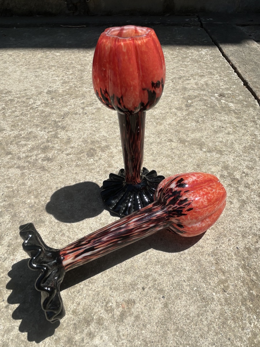 Franz welz paire de vases art déco verre de bohème 