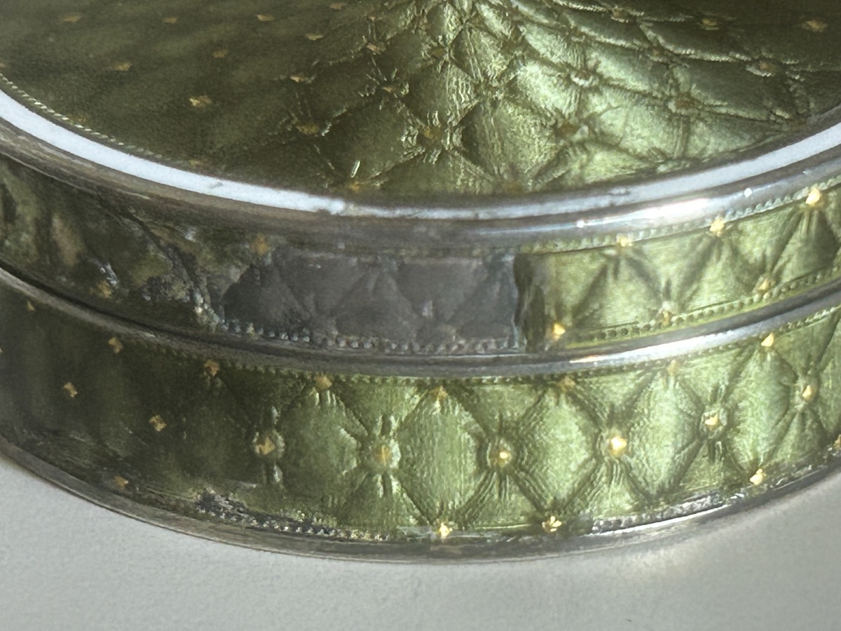 Art Deco Silver Box With Guilloché And Enamel -photo-3