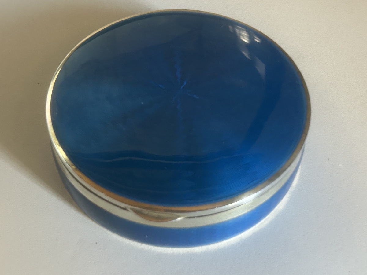 Art Deco Silver And Enamel Powder Compact-photo-3