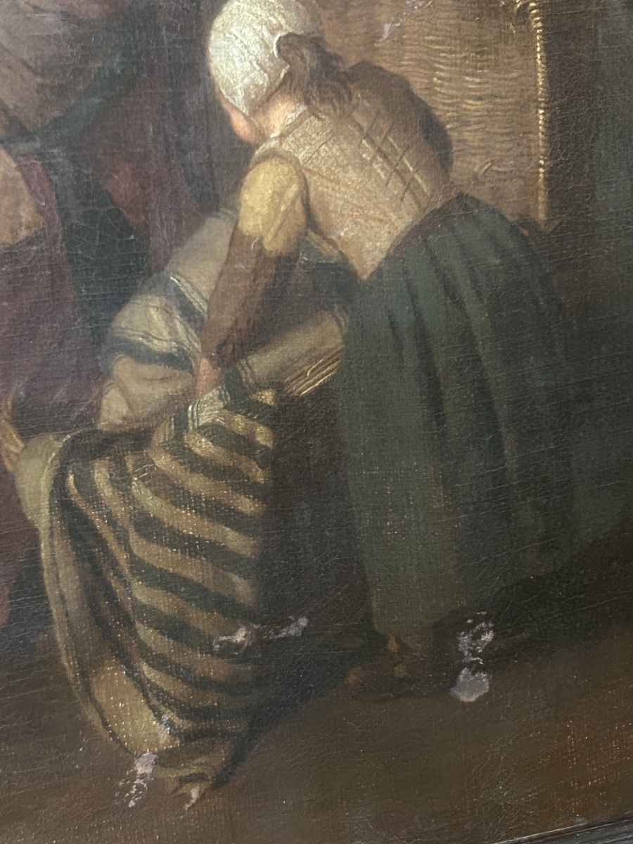 Jan josef Honemans école 18eme hollandaise tableau scène de famille-photo-4