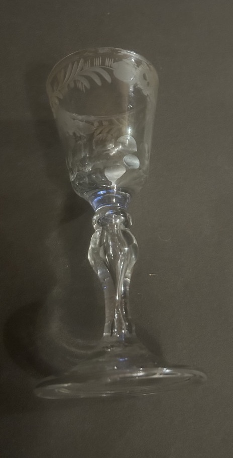 Verre soufflé 18eme gravé-photo-2