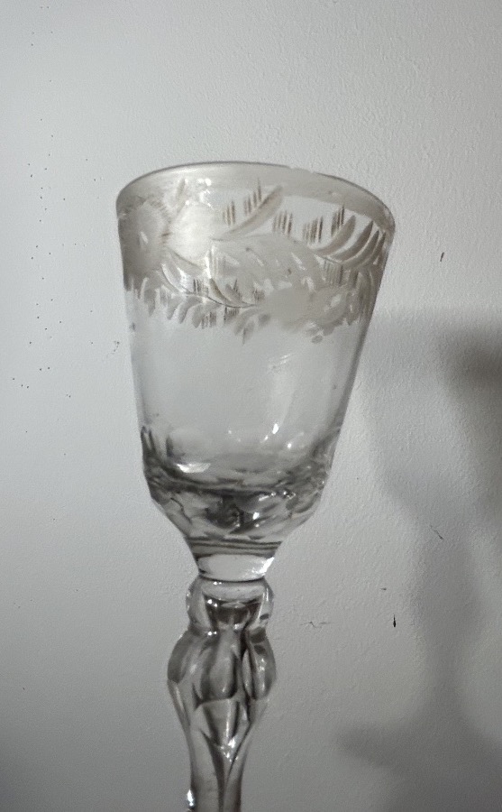Verre soufflé 18eme gravé-photo-4
