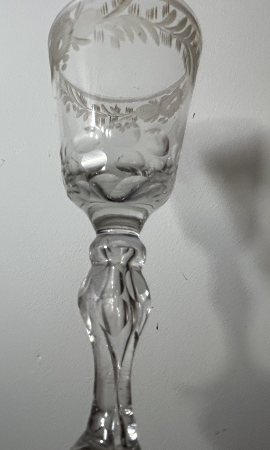 Verre soufflé 18eme gravé-photo-2