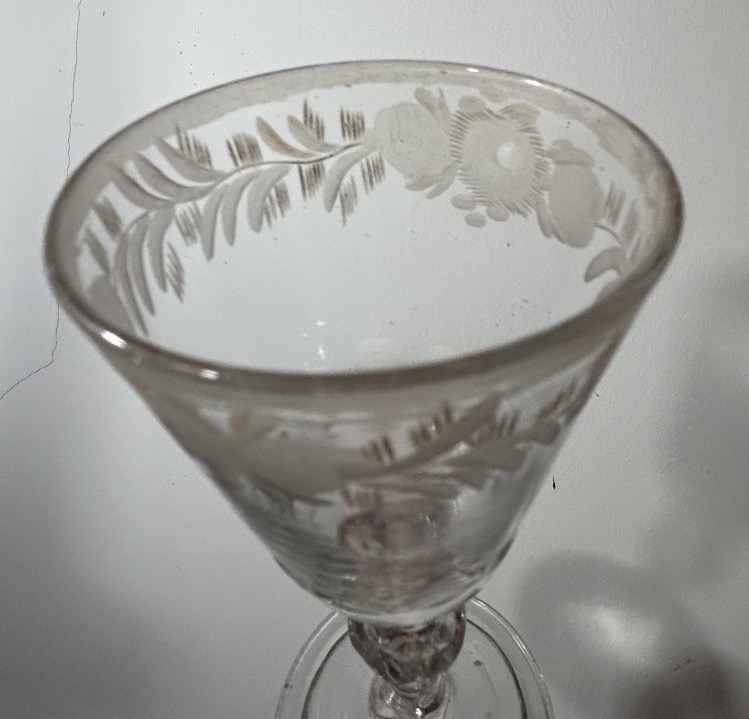 Verre soufflé 18eme gravé-photo-4