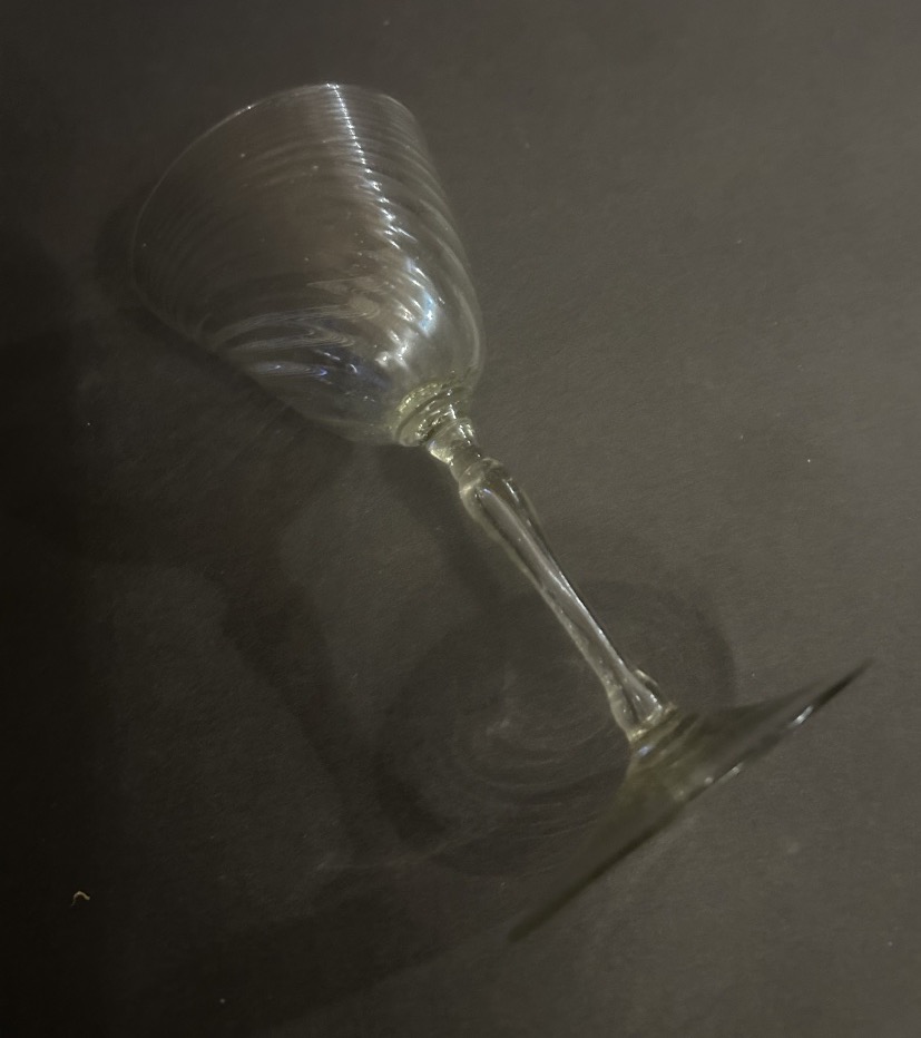 18th-century Colored Hand-blown Stemmed Glass -photo-3