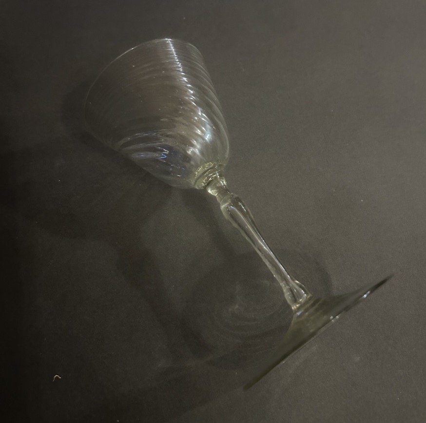 18th-century Colored Hand-blown Stemmed Glass 