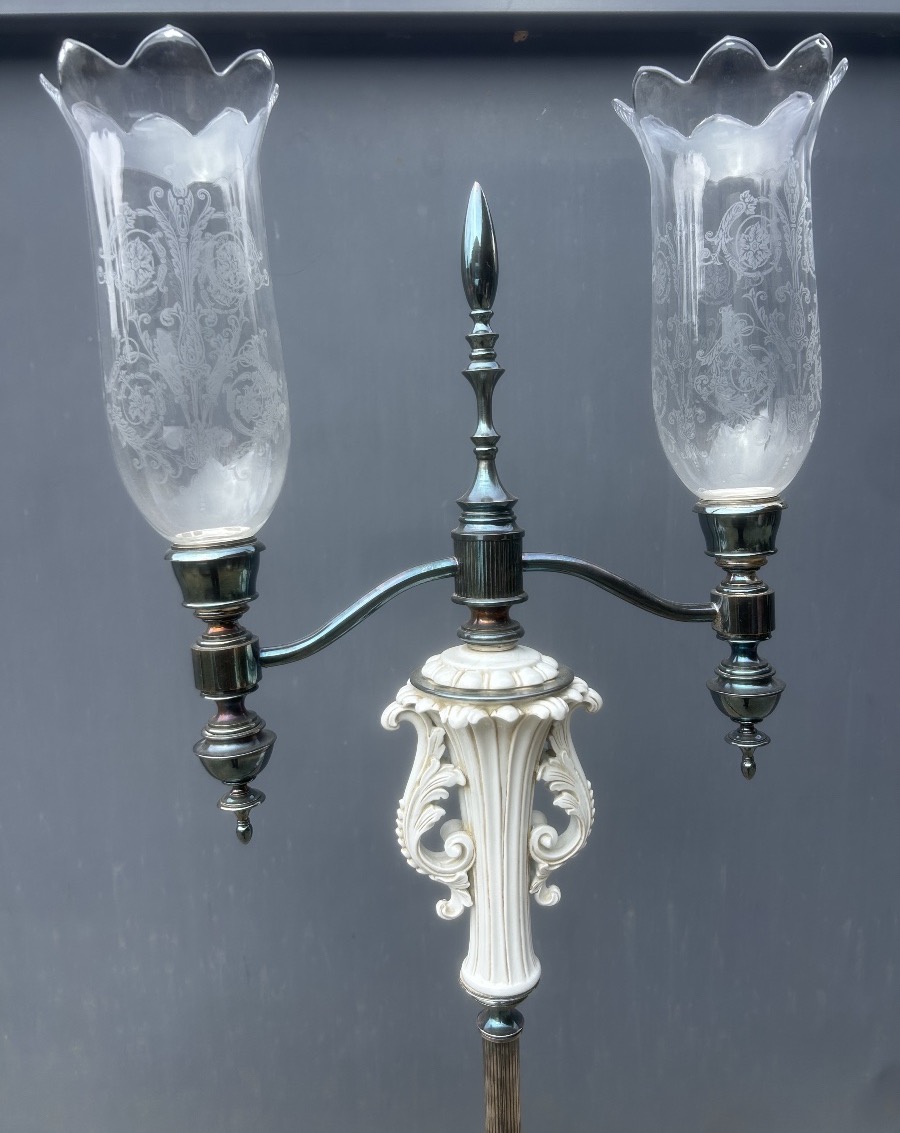 1950 Baccarat Floor Lamp, Silver-plated Metal -photo-2