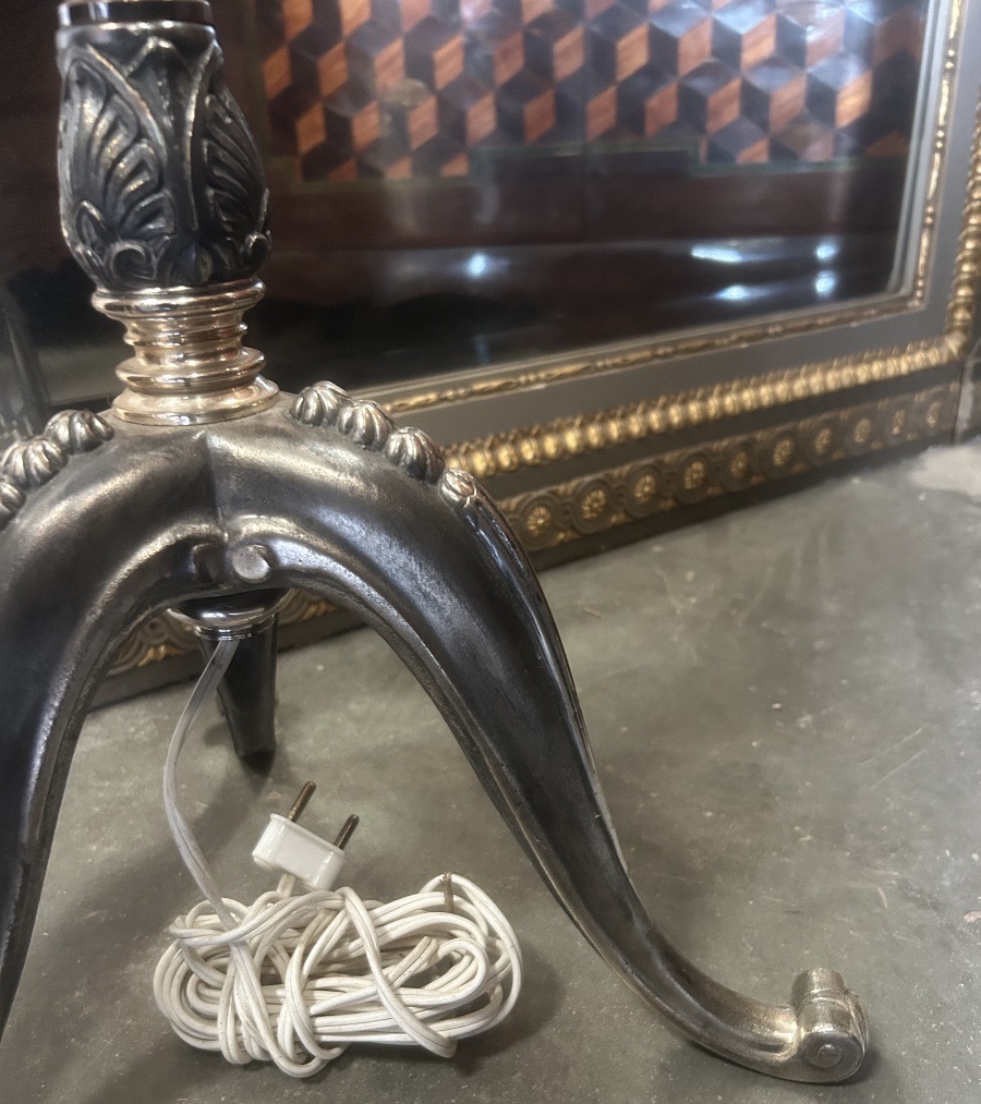 1950 Baccarat Floor Lamp, Silver-plated Metal -photo-2