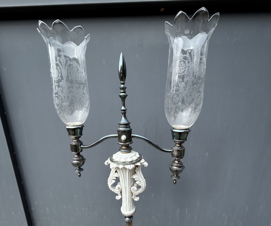 1950 Baccarat Floor Lamp, Silver-plated Metal -photo-4