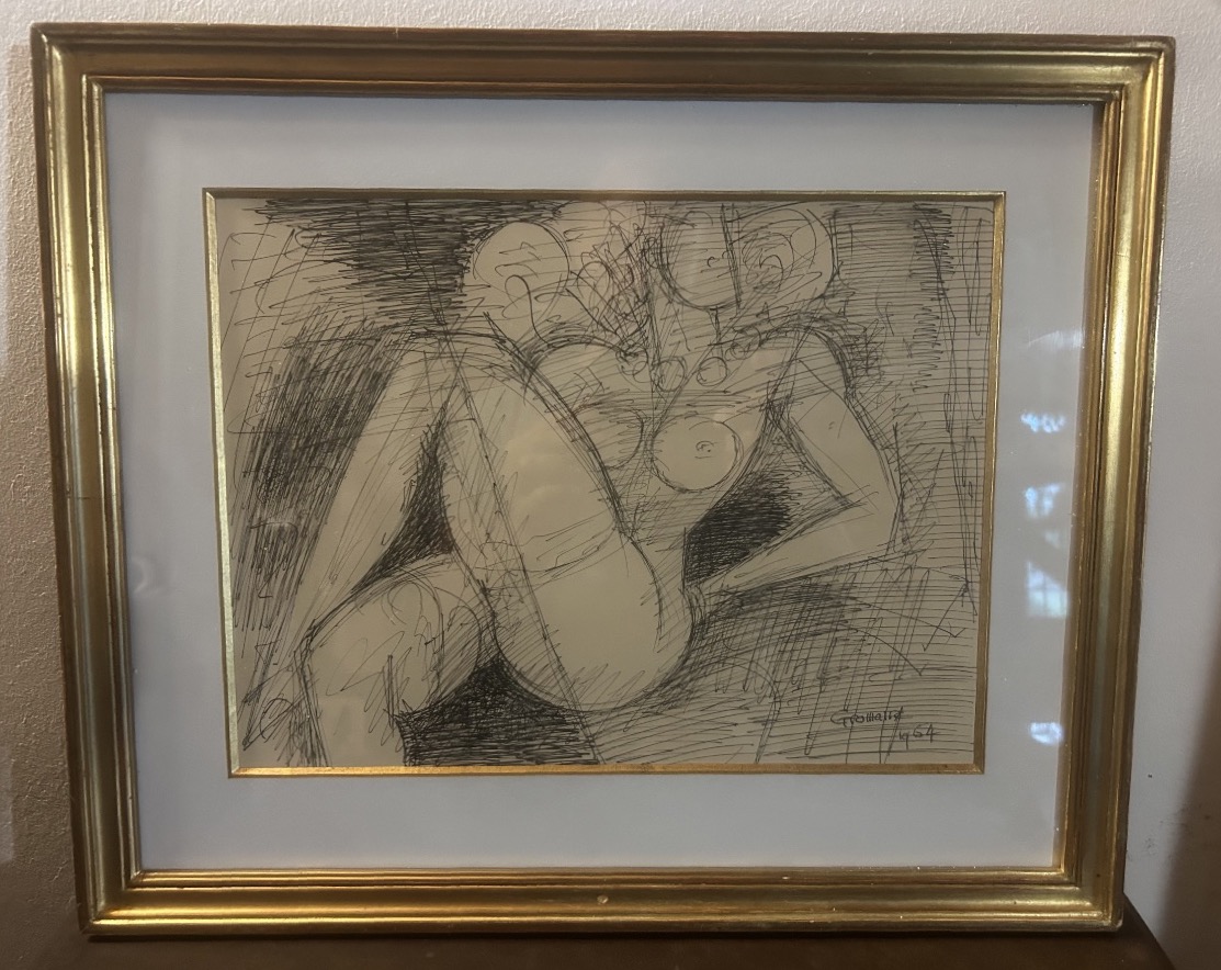 Marcel Gromaire dessin encre de Chine nu allongé 
