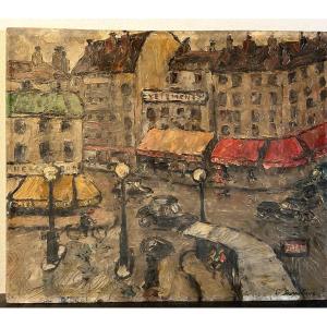 Painting Paris Gare Saint Lazare 1952 Boisaubert