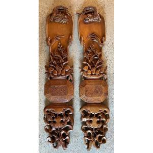 Pair Of Indochina Carved Wood Panels 