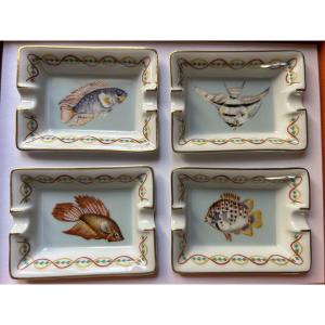 Hermès coffret de 4 cendriers poissons