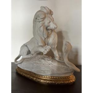 Charlotte Bertrand Sculpture biscuit lion et serpent 