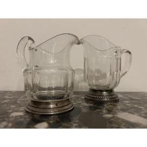 Paire de brocs cristal et argent minervre