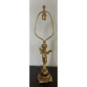 Art nouveau Lampe Sculpture bronze doré  femme papillon 