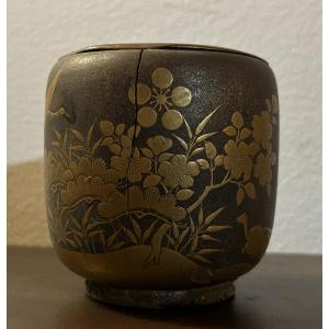 Japan Meiji Gilded Wood Hibachi Brazier 