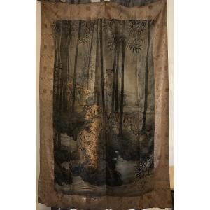 Japan Meiji Tiger Tapestry Birodo-e Of Shunpo
