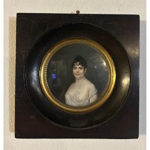 Ferdinand Machera Miniature Portrait Of A Woman With A Bare Breast