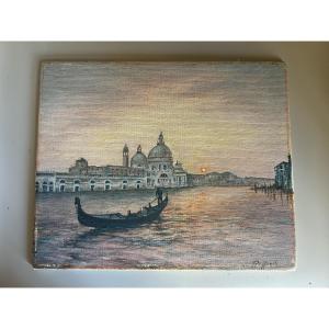 Raffaelli Painting View Of Venice With Gondola