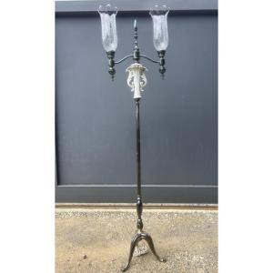 Lampadaire italien 1950 baccarat métal argenté