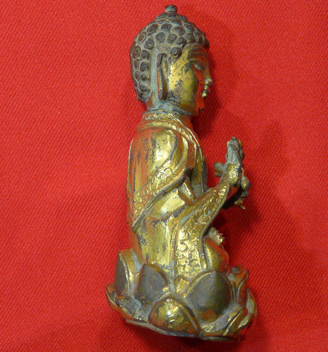 Bouddha En Bronze Coulé Doré. Probablement Coréen.-photo-2