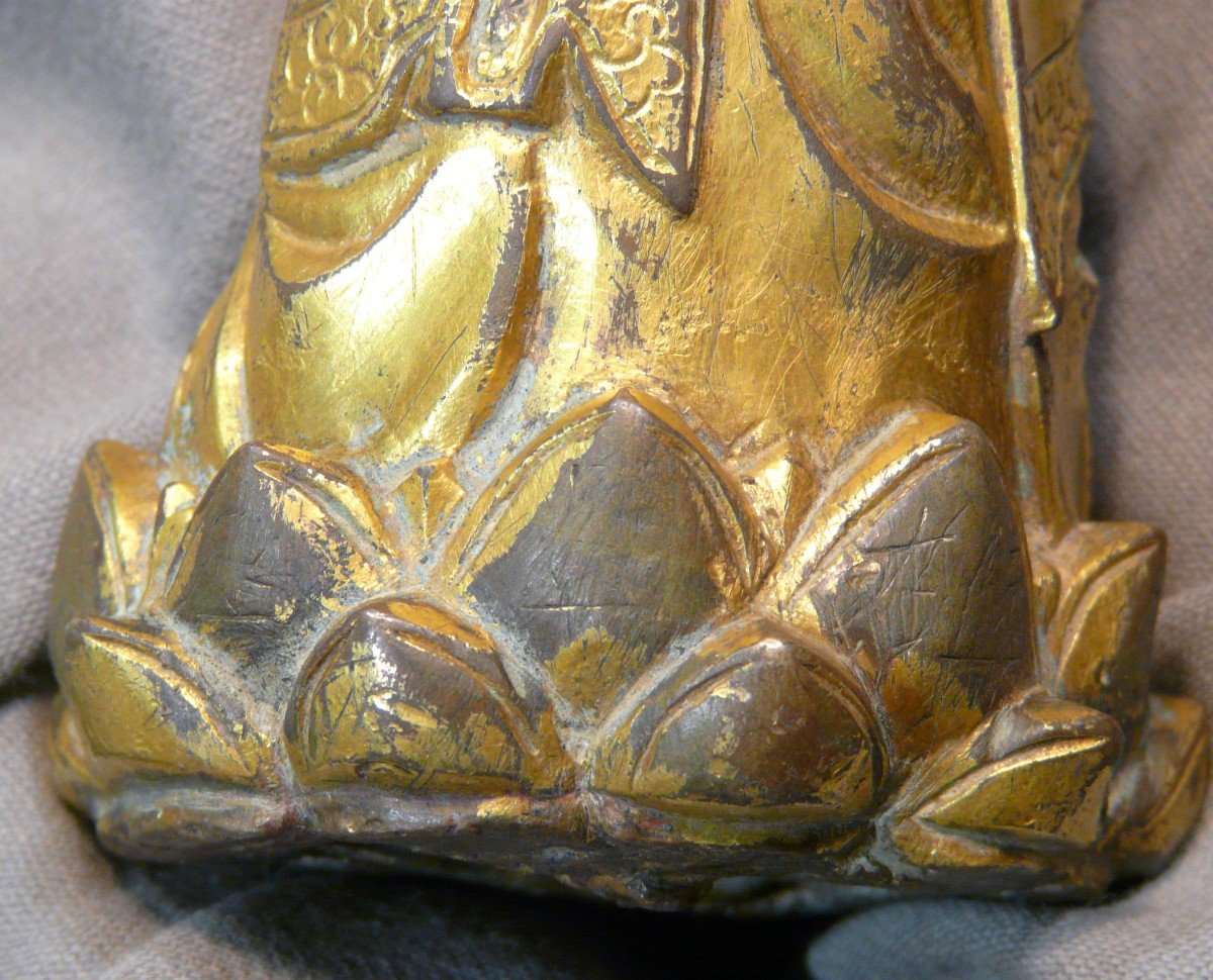 Bouddha En Bronze Coulé Doré. Probablement Coréen.-photo-4