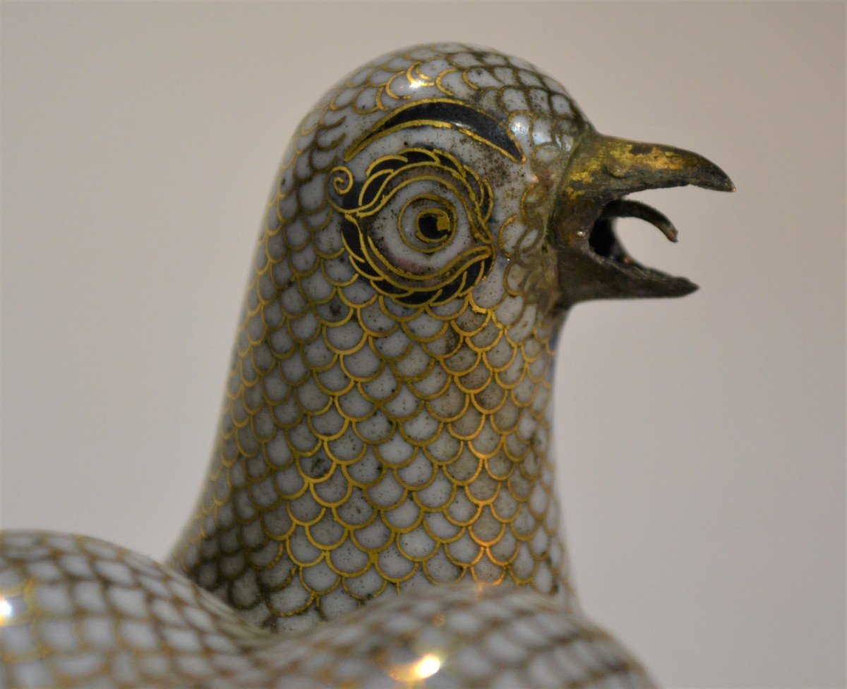 Caille en émail cloisonné. Chine vers 1800.-photo-4