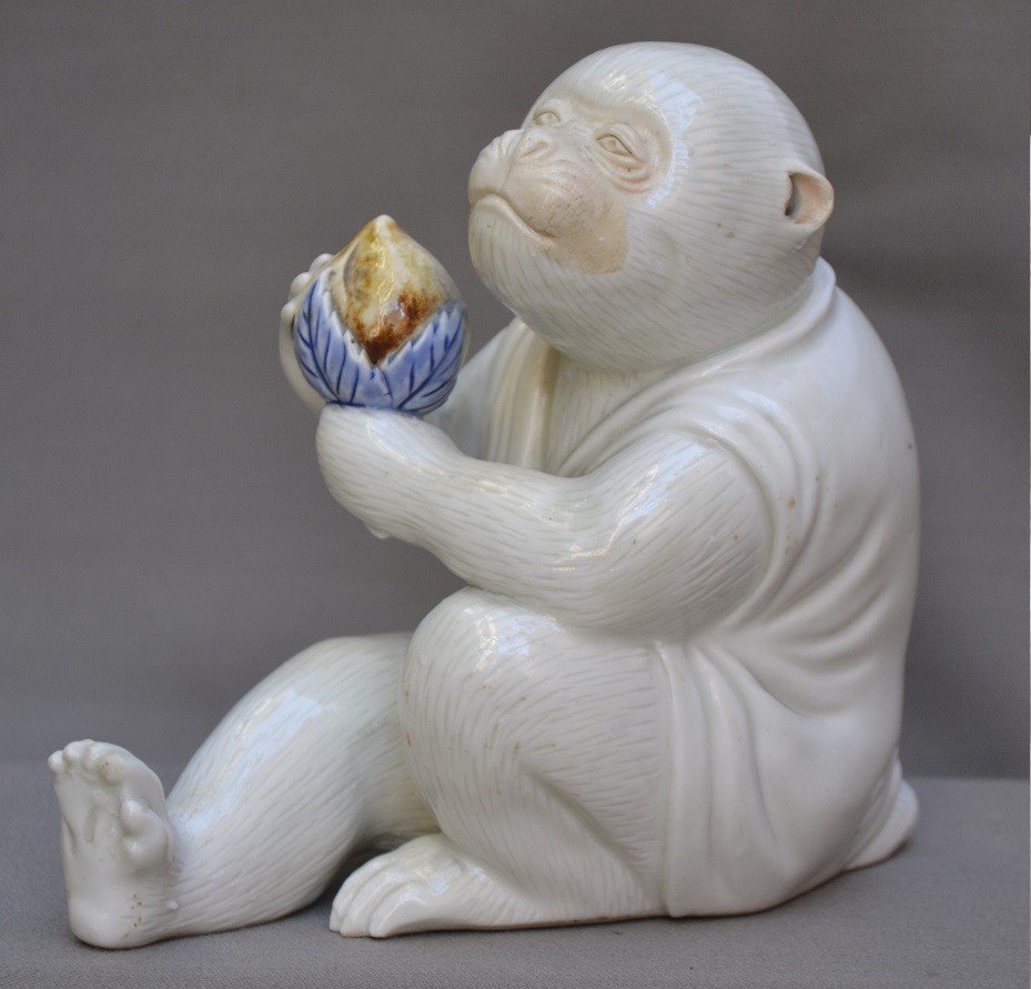 rare ancien sifflet enfant allongé porcelaine Japon décor imari