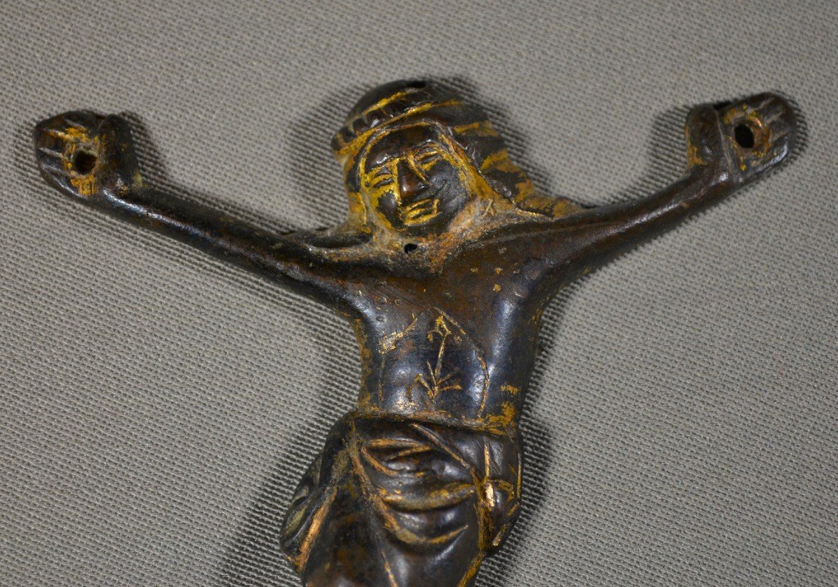 Christ En Bronze Coulé. 13° Siècle.-photo-3