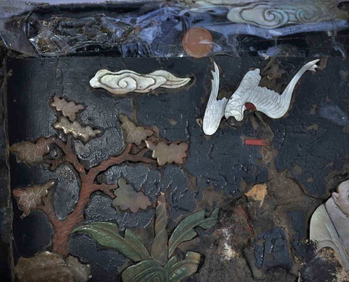 Boite Laquée Incrustée De Lapis-lazuli, Nacre Et Corne. Chine Dynastie Ming.-photo-3