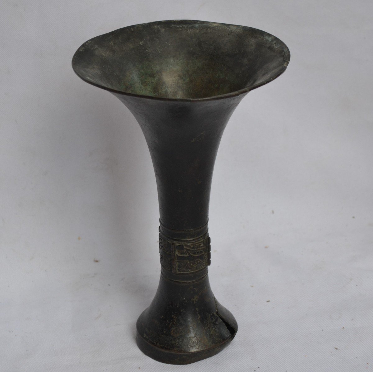 Bronze Vase In The Form Khou.chine Ming Or Before.-photo-4
