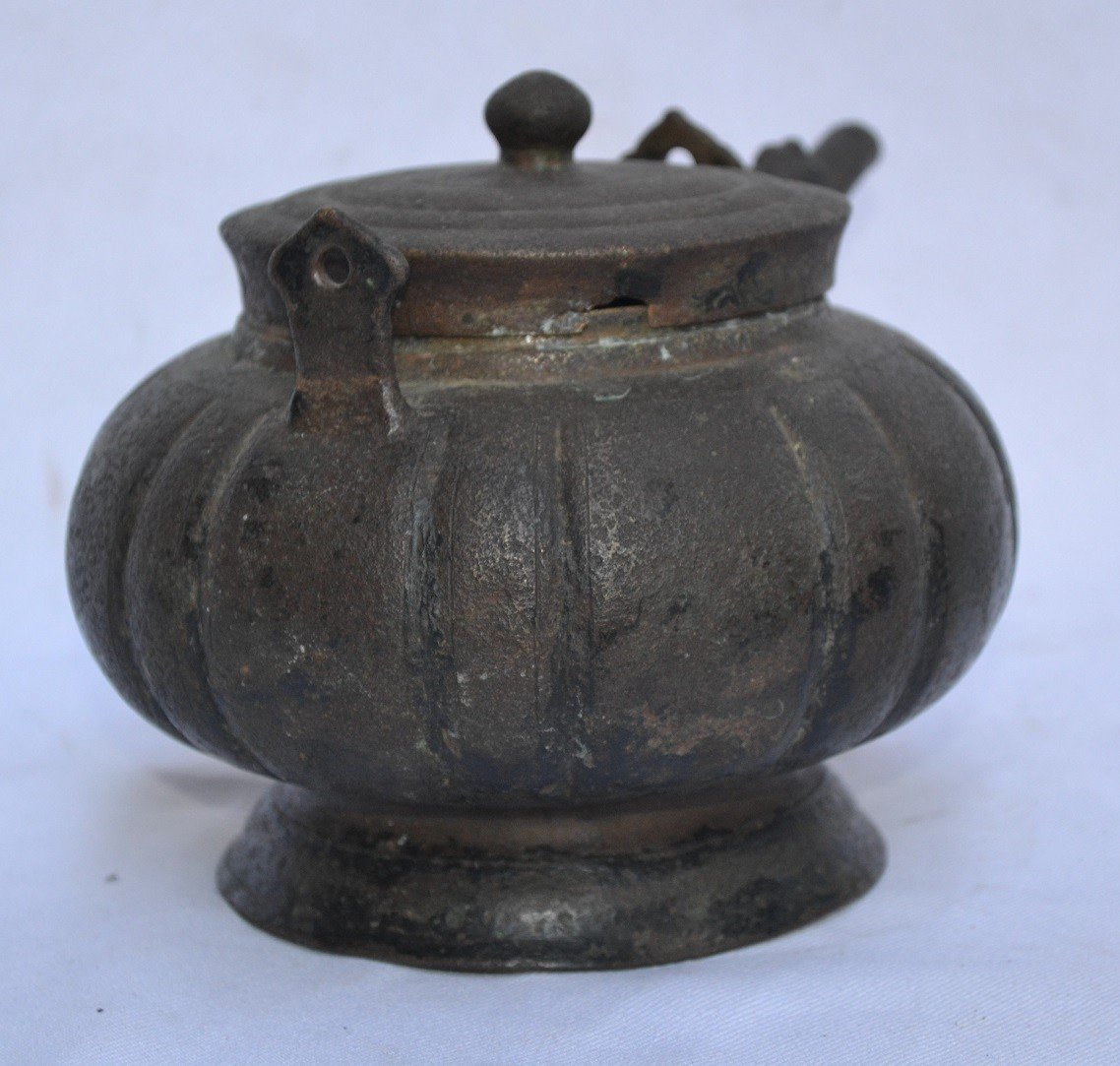 Théière En Bronze Forme Melon. Chine Antique -photo-3