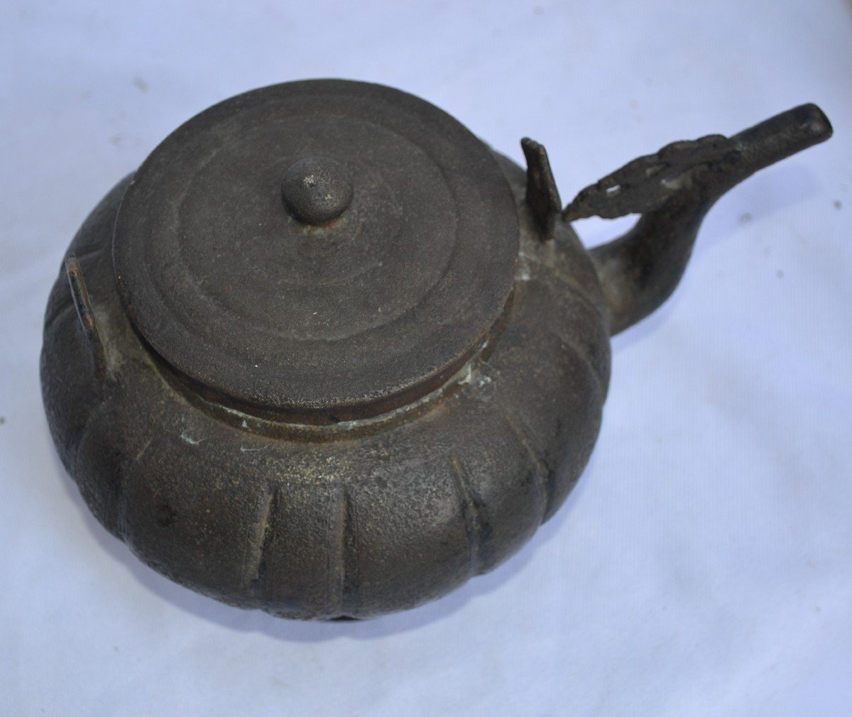 Théière En Bronze Forme Melon. Chine Antique -photo-4