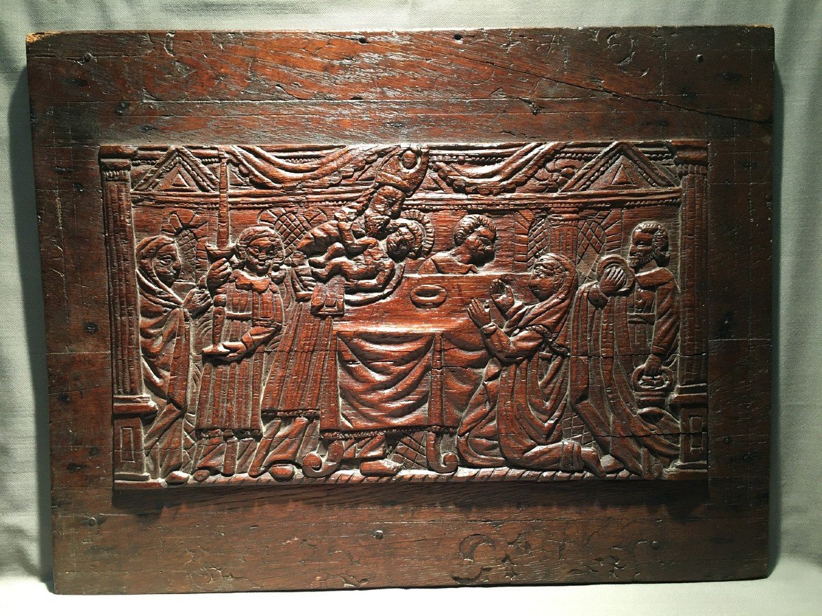 Carved Wood Panel. 15th Century Europe.-photo-1