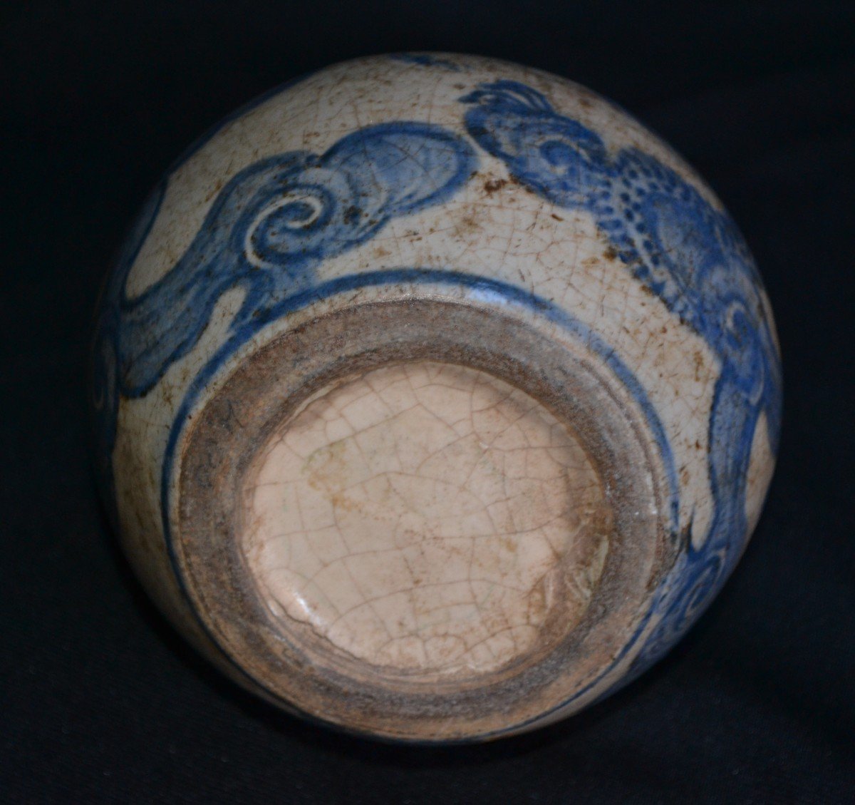 Vase En Ceramique Décor De Dragon En Bleu De Cobalt. Vietnam 19° Siècle.-photo-4