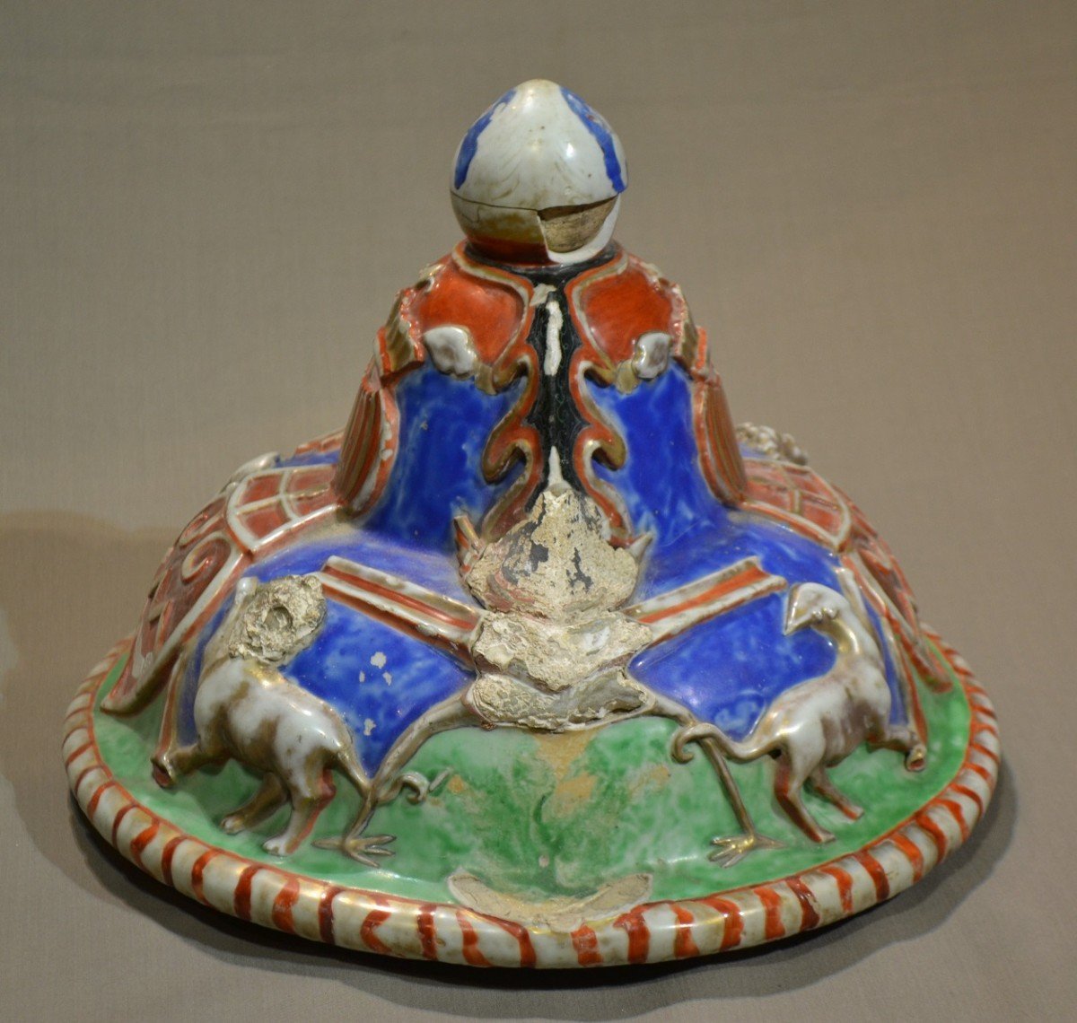 Couvercle De Vase En Porcelaine De Chine 18°siècle. Règne de Kangxi.-photo-2