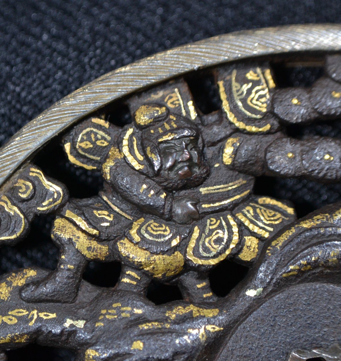 Tsuba En Fer Incrusté d'Or.soten. Japon Edo.-photo-6