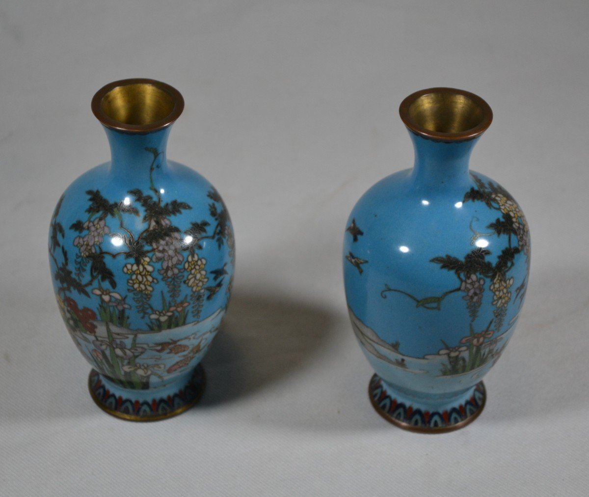 Pair Of Cloisonne Enamel Vases. Japan Meiji Period.-photo-1