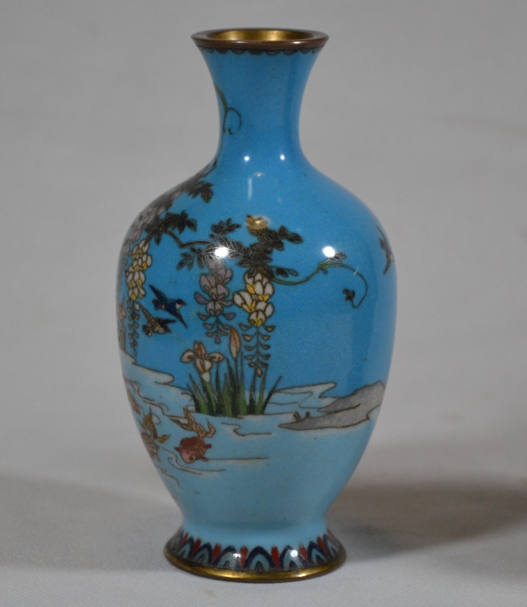 Pair Of Cloisonne Enamel Vases. Japan Meiji Period.-photo-4